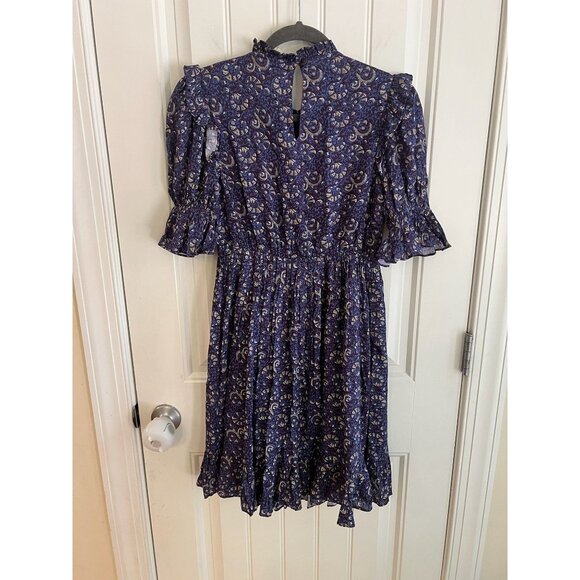 Celina Moon Floral Paisley Print Dress‎ Ruffled Sleeves Keyhole Back Sz XS - Picture 3 of 4